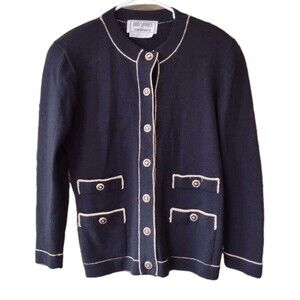 Vintage Don Sayres For Wellmore Black & Gold Sz 14 Cardigan Wool Blend